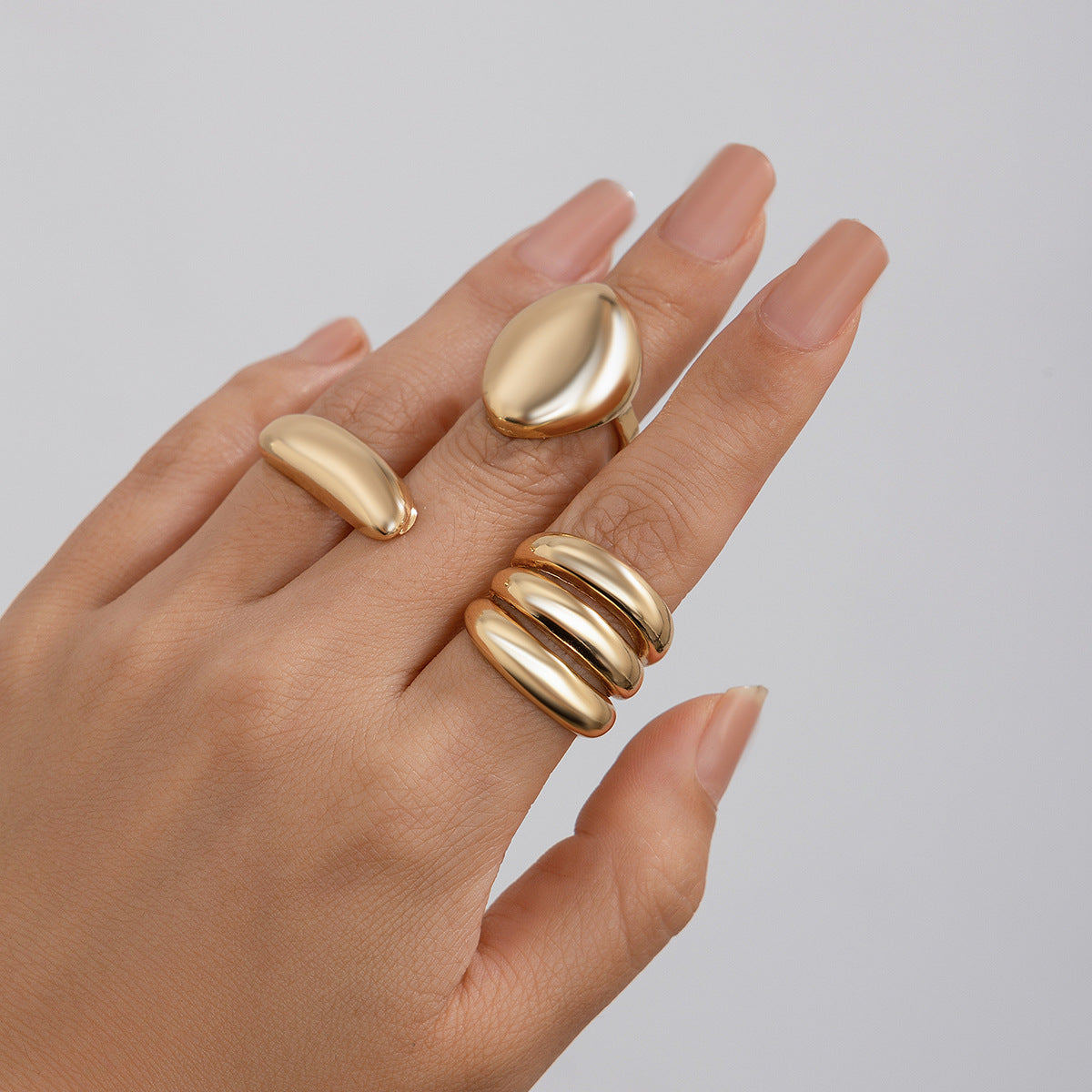 USD 7.70 - Geometric ring, open niche ring, index finger ring, curved lava metal ring