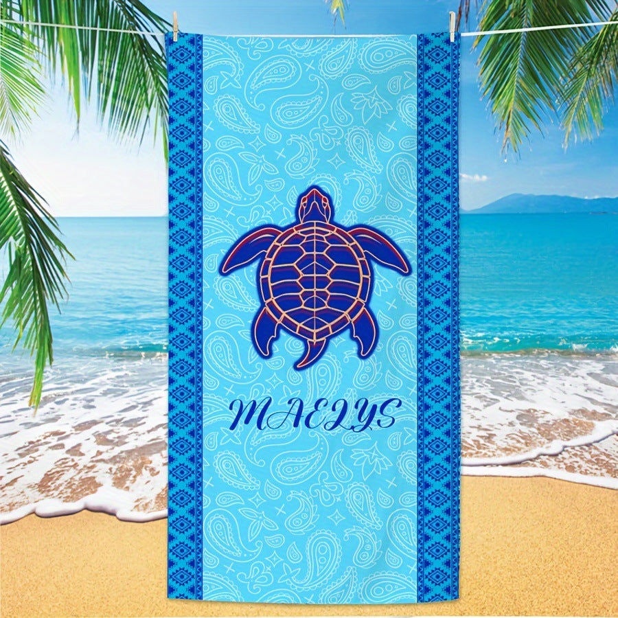 Serviette de plage en microfibre ultra-fine à motif de tortue marine – Serviette de bain double face à séchage rapide – Tapis de plage anti-sable
