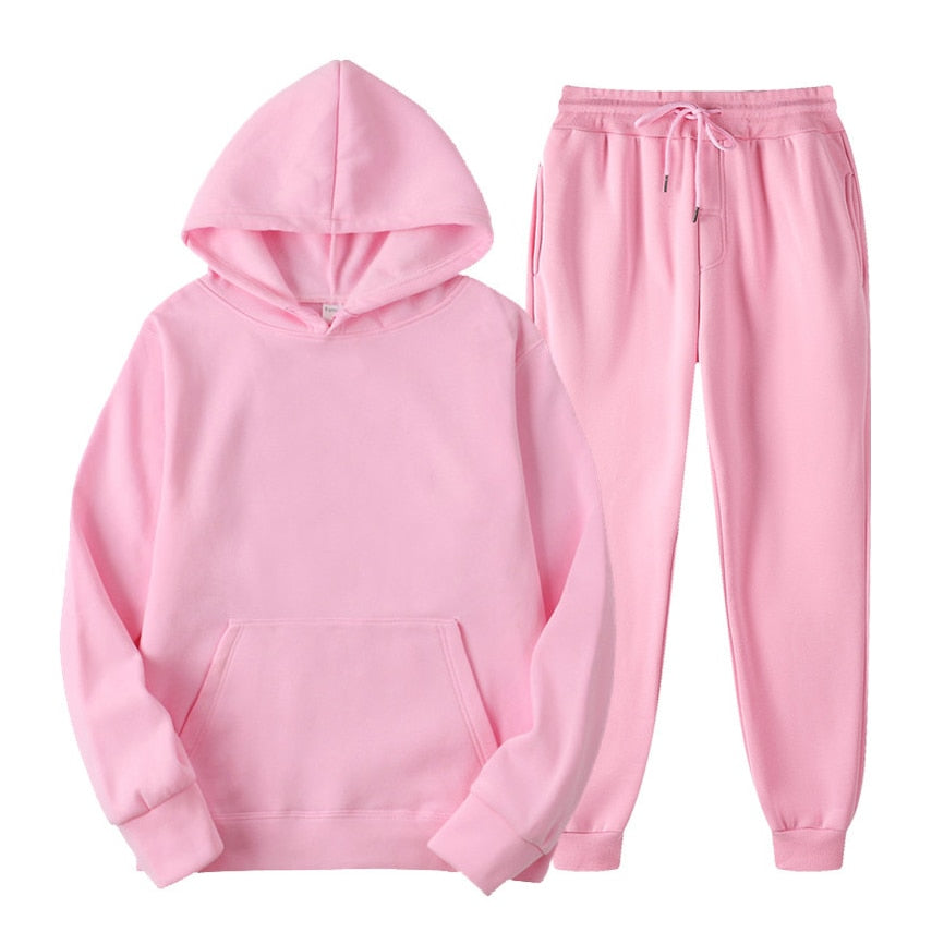 26,78 USD - Ensemble de survêtement homme  et femme mixte sweat à capuche et pantalon de jogging, deux pièces, style décontracté.