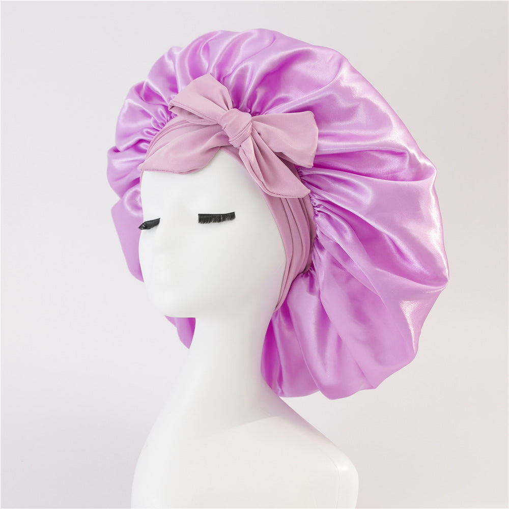 $17.44 - Round hat with elastic knot, plain sleep cap, wide-brimmed headscarf, hat