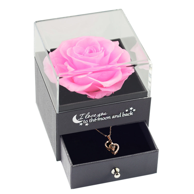 11.64/ 25.62 USD - Eternal Rose Jewelry Box Necklace Gift Set