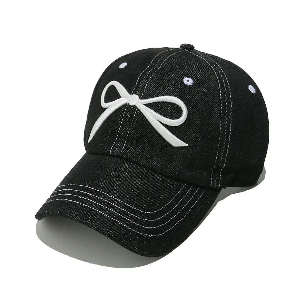 14.55 USD - Denim Baseball Cap with Embroidered Bow