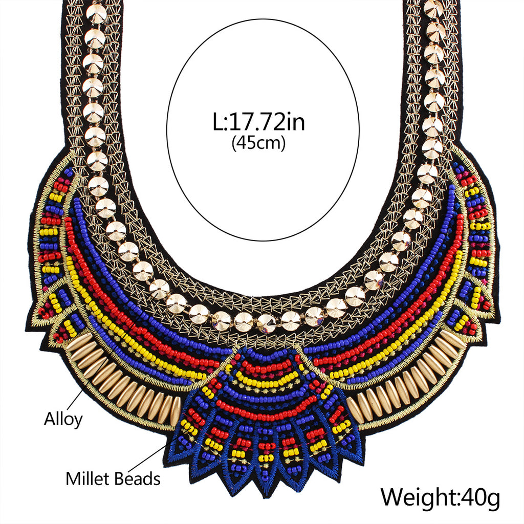 23.29 USD - Vintage Bohemian Retro Necklace, Fake Collar, Woven Bead Necklace, Egyptian Choker Necklace for Women, Jewelry