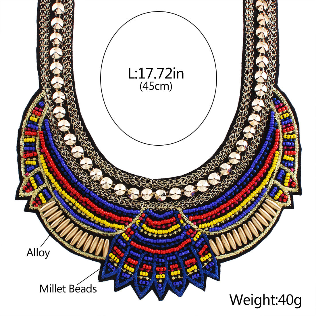 23.29 USD - Vintage Bohemian Retro Necklace, Fake Collar, Woven Bead Necklace, Egyptian Choker Necklace for Women, Jewelry