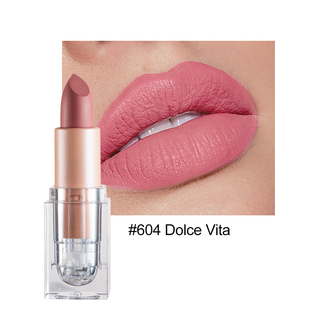 HANDAIYAN Lápiz labial mate Little Ice Cube, 12 tonos. Este lápiz labial no se desvanece fácilmente. Tono nude, efecto pastoso, color polvo.