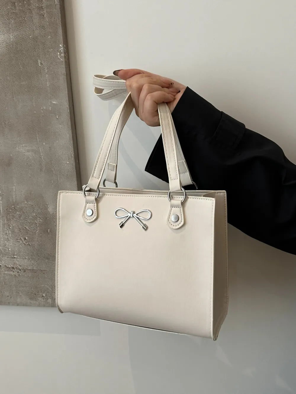 PU leather bag with bow