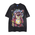 26.77 USD T-shirt à manches courtes imprimé d'un adorable ourson fraise, style décontracté pour homme et couple, idéal pour l'été.