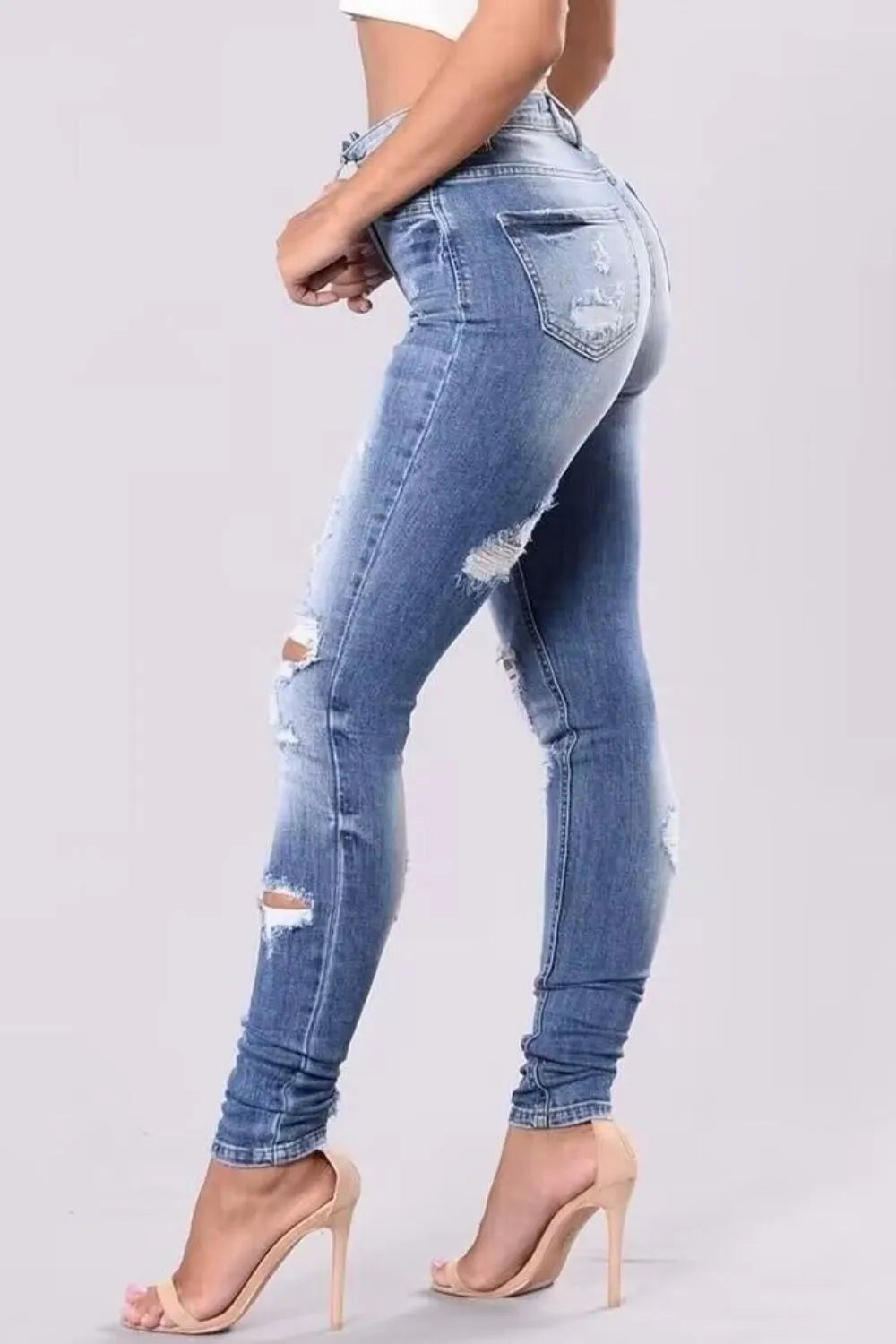Jeans skinny délavés grande taille
