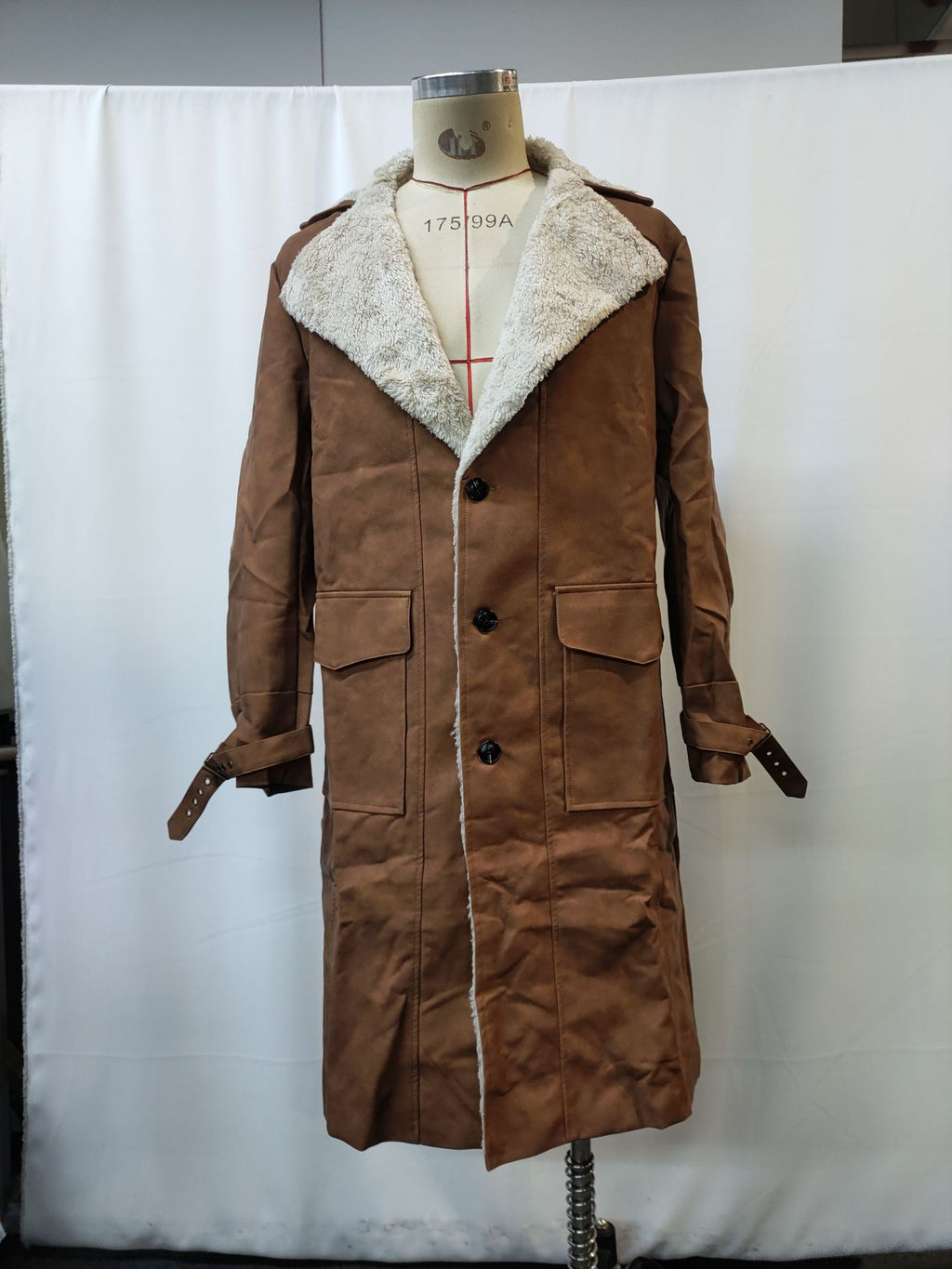 Manteau vintage en daim marron pour homme, veste longue automne/hiver