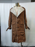 Manteau vintage en daim marron pour homme, veste longue automne/hiver