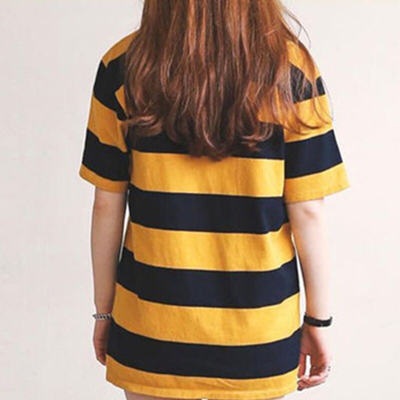 Women's Oversized Striped Streetwear T-shirt, Casual Shirt, Summer Clothes, Hipster Loose Tops, Round Neck Short Sleeve T-shirts for Women