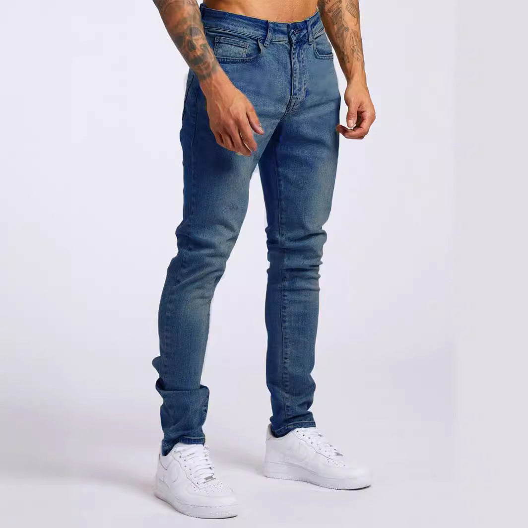 25.61 USD Jean  taille haute pour homme - Pantalon en denim noir coupe