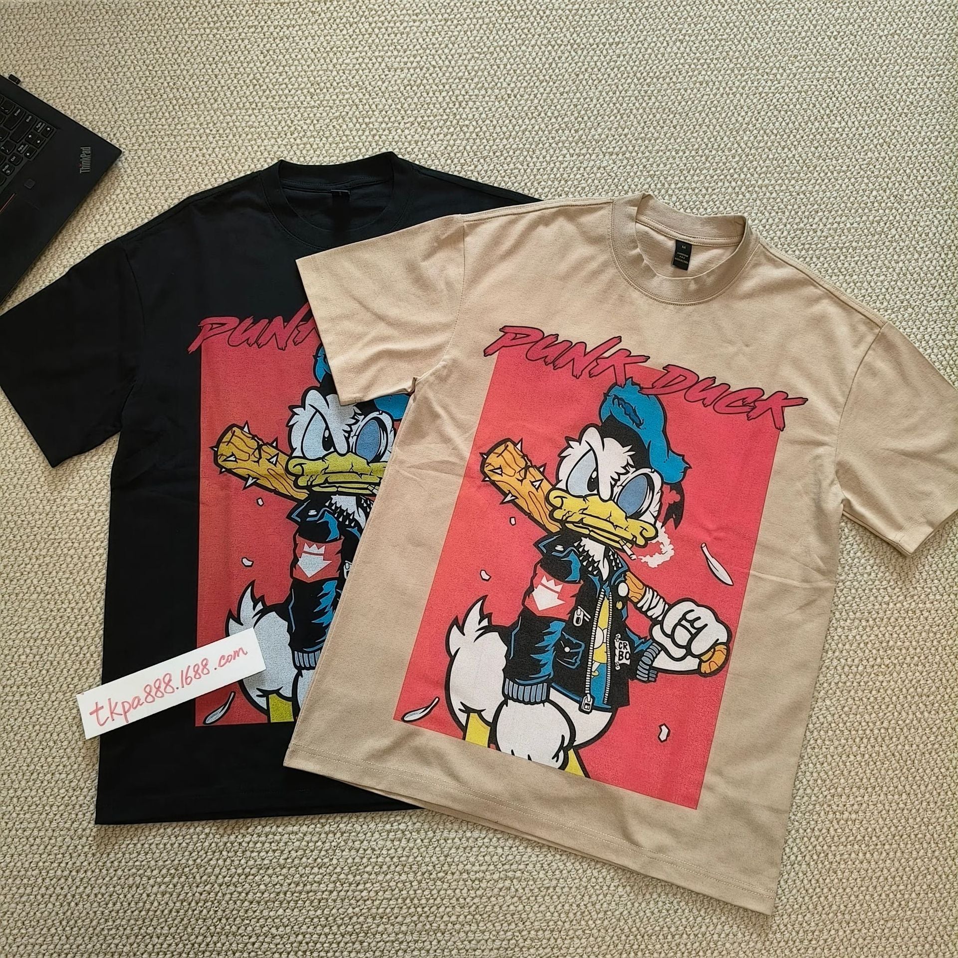 25.61 USD T-shirt à imprimé dessin animé pour couple, manches courtes, coupe ample, homme