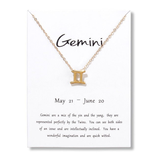 Collier pendentif zodiaque 12 constellations avec carte blanche