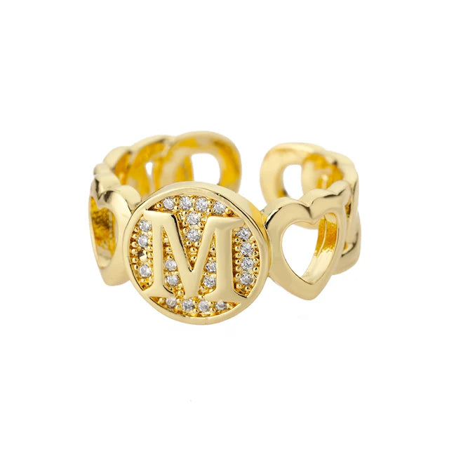 USD 7.92 - Women's Rainbow Zircon Initial Ring, Gold Stainless Steel, Adjustable, Bohemian Style. Couple Ring. Baguette Style Jewelry.