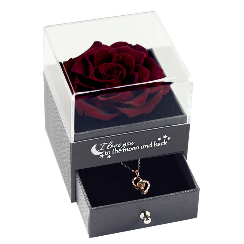 11.64/ 25.62 USD - Eternal Rose Jewelry Box Necklace Gift Set