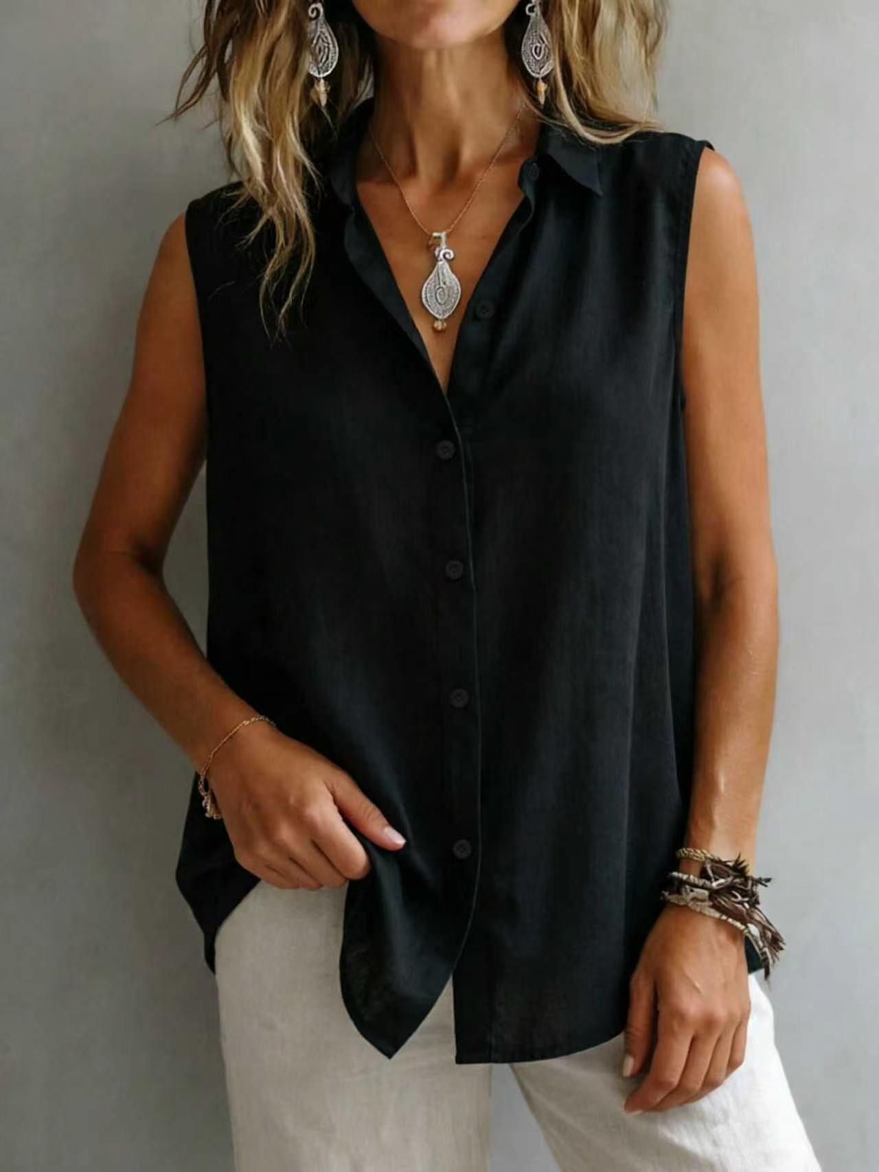 Plain sleeveless shirt for women