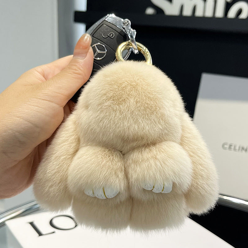 17,46 USD - Adorable lapin Rex en fourrure, porte-clés/pendentif/mini-sac en peluche, ornement lapin