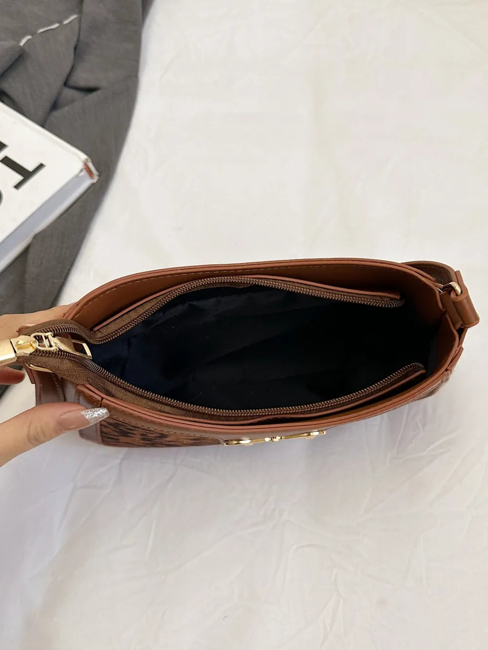Leopard PU Leather Bow Handbag
