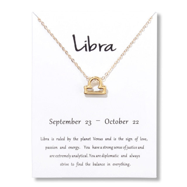 Collier pendentif zodiaque 12 constellations avec carte blanche
