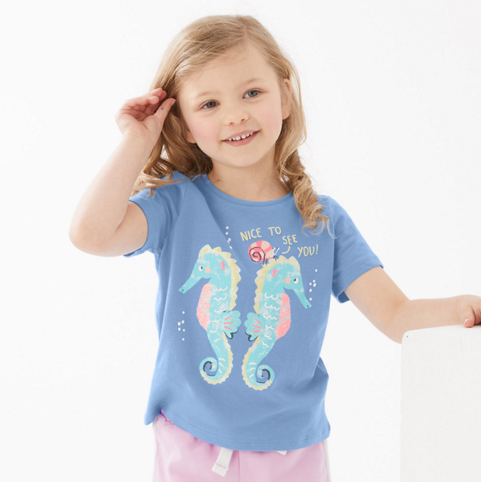 15.12 USD T-shirt d'été pour filles, haut tricoté pour enfants, vêtements pour enfants, col rond, manches courtes