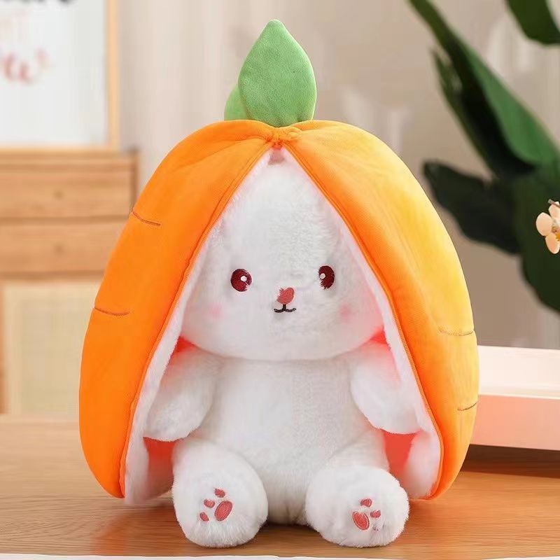 25,62/30,28/41,92 USD - Peluche Lapin Kawaii aux Fruits Transformés Carotte Fraise se Transforme en Lapin, Jouet en Peluche Cadeau d'Anniversaire ou de Noël pour Enfants, Muppet