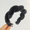 USD 15.72 - Faux Rabbit Fur Braided Headband, Cute Fluffy Solid Color Hair Accessory R526