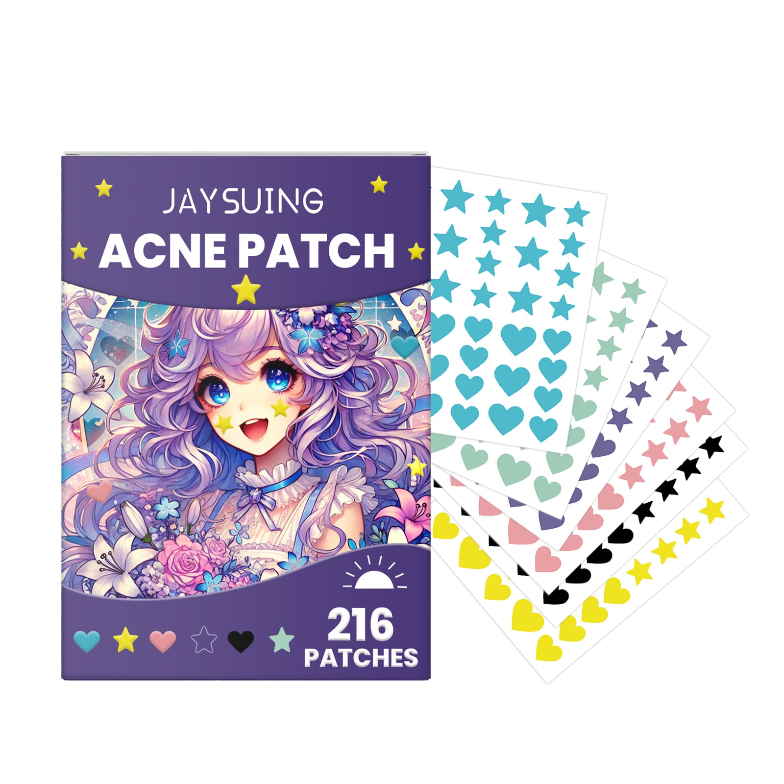 Colored, printed anti-acne patch for the face, for optimal comfort and softness.