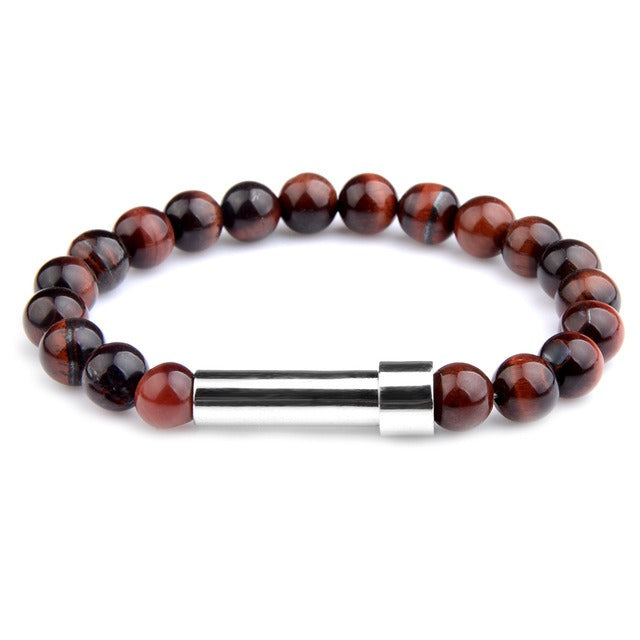 $13.53/18.44 - Natural stone lucky charm bracelet, tiger's eye, lapis lazuli, stainless steel chain with round clasp and wish paper.