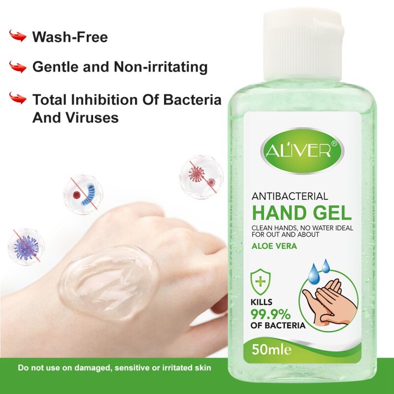 16.30 USD - Bacteriostatic disinfecting and sterilizing hydroalcoholic hand gel, portable no-rinse liquid soap 50 ml