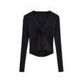 Spicy girl design V-neck chest rose long sleeved knitted sweater autumn new slim fit outerwear short cardigan top