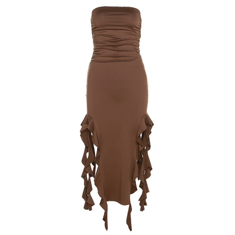 25,62 USD - Robe moulante asymétrique sans bretelles