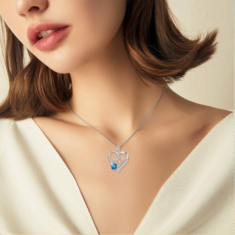 $12.81 - Engraved Heart Rhinestone Necklace for Mom, for Mother's Day and even her Birthday
