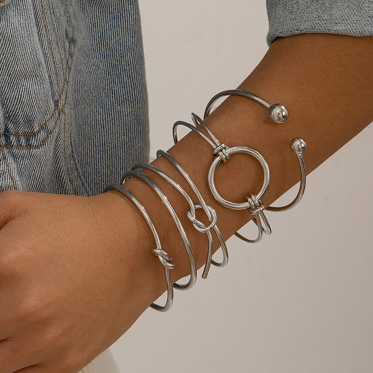 $7.22 USD - Double-row bracelet with hollow knot opening, trendy handmade accessory, ideal for women's daily wear.