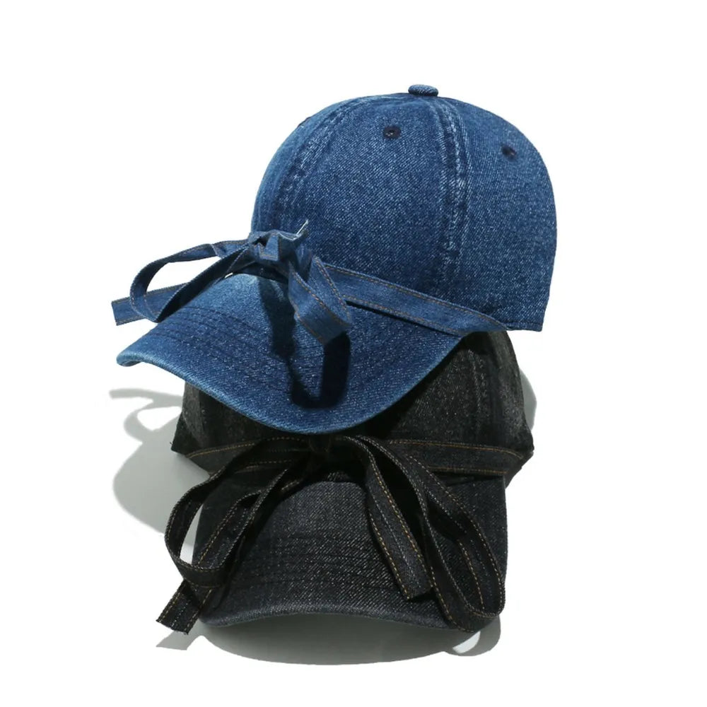 14,55 USD - Casquette de baseball en denim délavé avec nœud