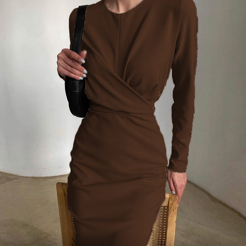 Women's Elegant Long-Sleeved Dress, French Vintage Style, Autumn Fashion