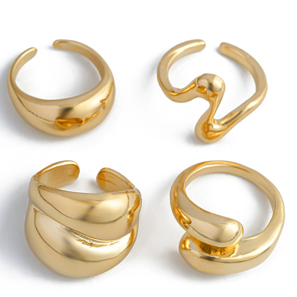 USD 7.70 - Geometric ring, open niche ring, index finger ring, curved lava metal ring