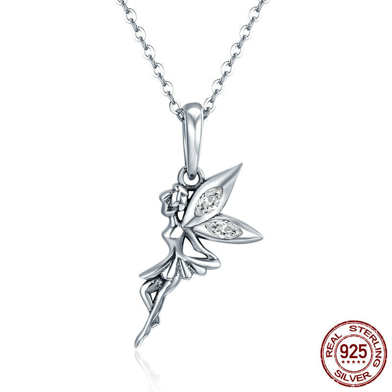 Accessoires en argent sterling S925 pour femmes : Bracelet pendentif fée des fleurs à faire soi-même, breloque pour collier personnalisée