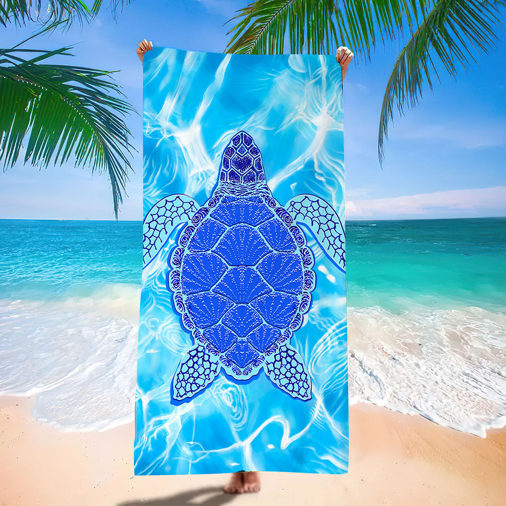 Serviette de plage en microfibre ultra-fine à motif de tortue marine – Serviette de bain double face à séchage rapide – Tapis de plage anti-sable