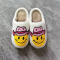 13.39 USD Pantoufles d'intérieur en coton doux à motif visage souriant en denim pour hommes et femmes
