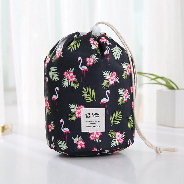 $13.97 - Women's Round Makeup Bag, Ideal for Travel, with Compartments for Toiletries.