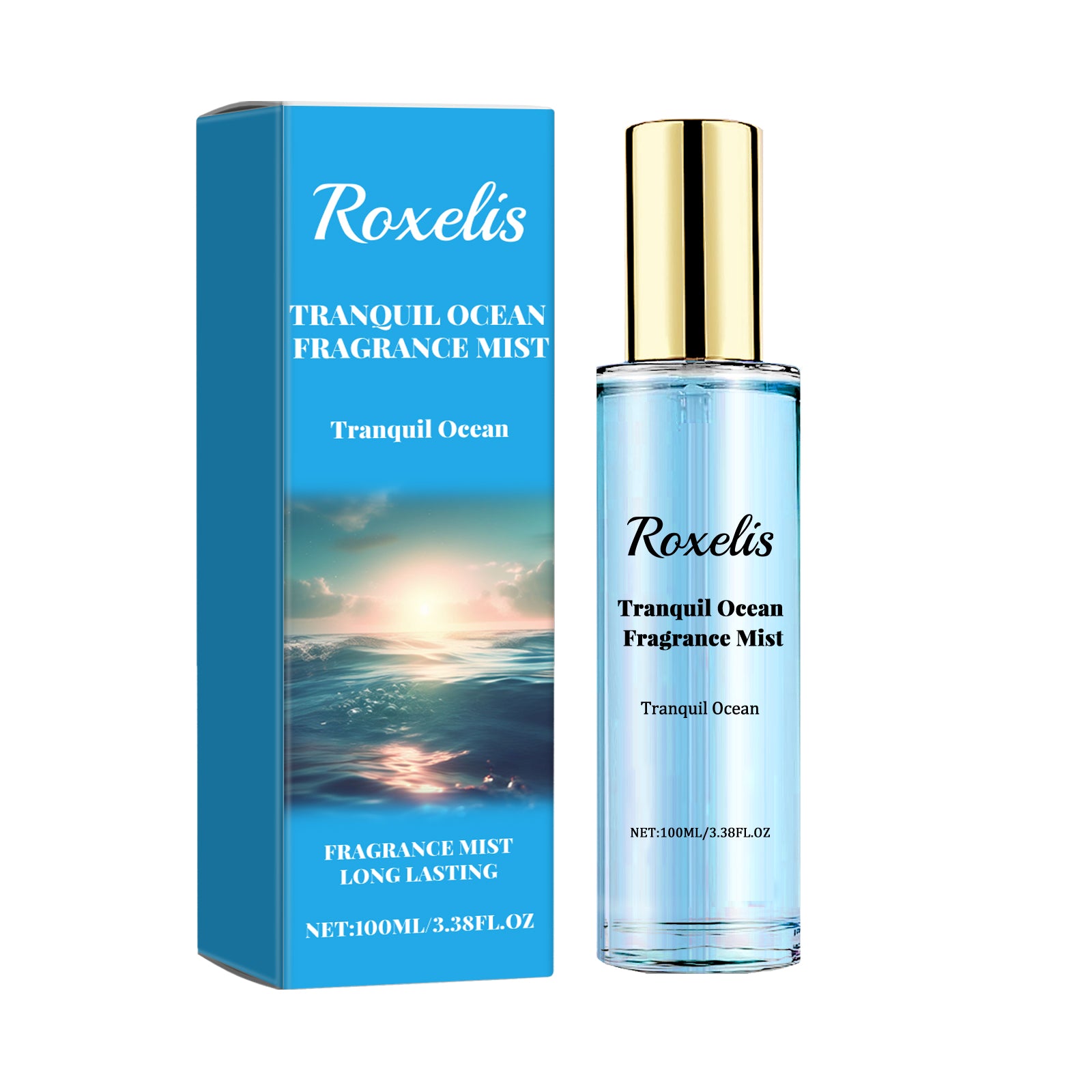 Bruma perfumada unisex, para el cuerpo, Océano Tranquilo, fragancia fresca y natural de larga duración. Ideal para una cita romántica, esta bruma crea un ambiente propicio para el encuentro.