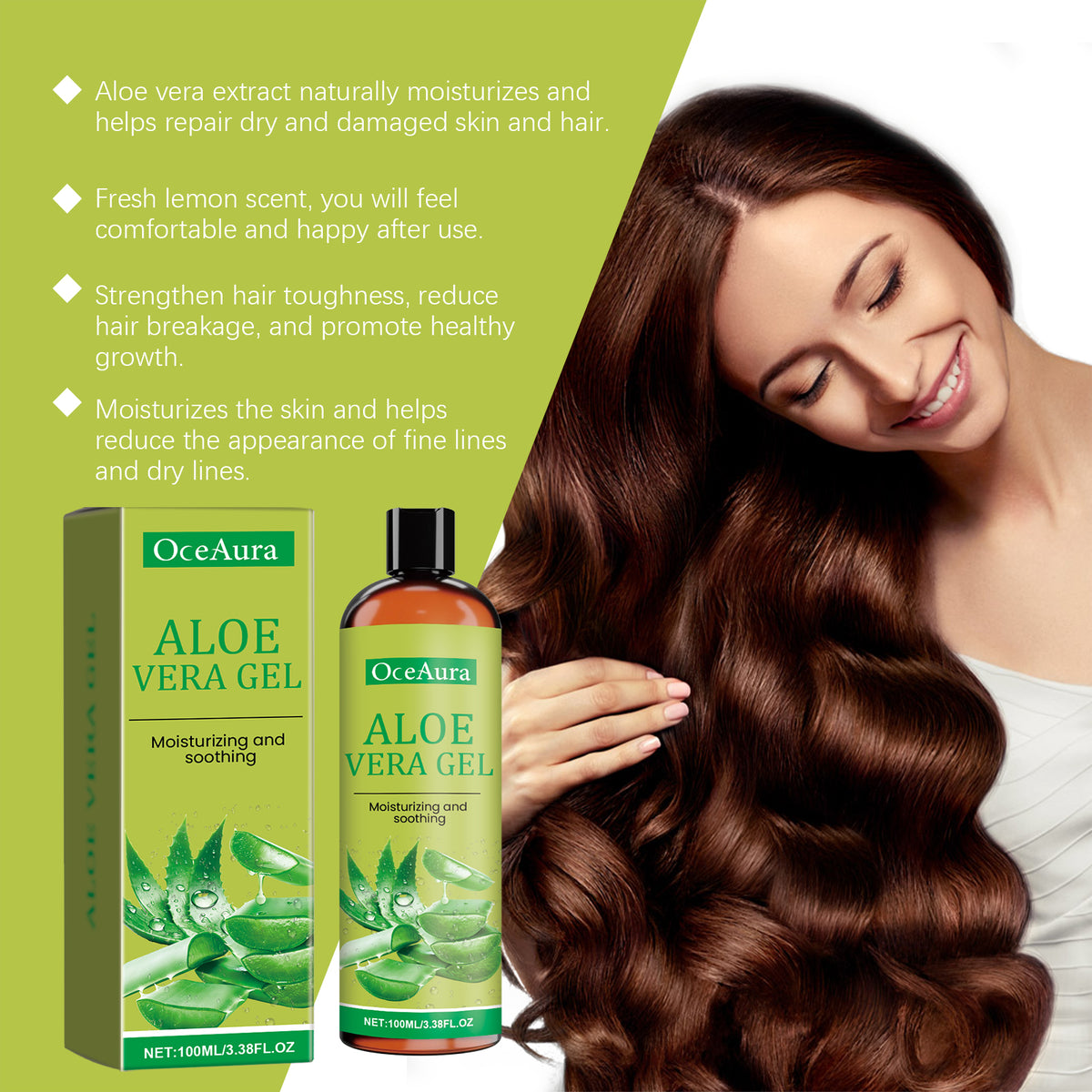 Le gel d'aloe vera hydrate la peau vous pouvez mettre sur les cheveux, tissage, perruque, le corps et le visage.