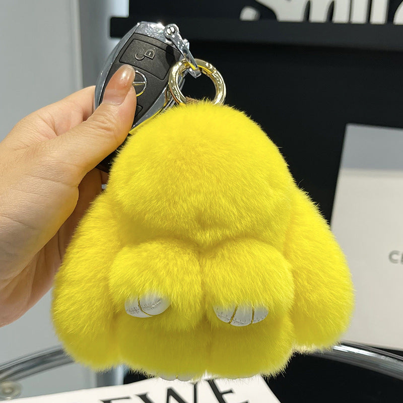 17,46 USD - Adorable lapin Rex en fourrure, porte-clés/pendentif/mini-sac en peluche, ornement lapin