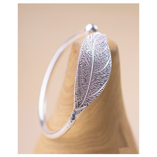 11,64 USD - Bracelets et joncs à breloques en forme de feuille plaqués argent pour femmes - Bracelet ajustable de mariage - Pulseira Feminina SL206
