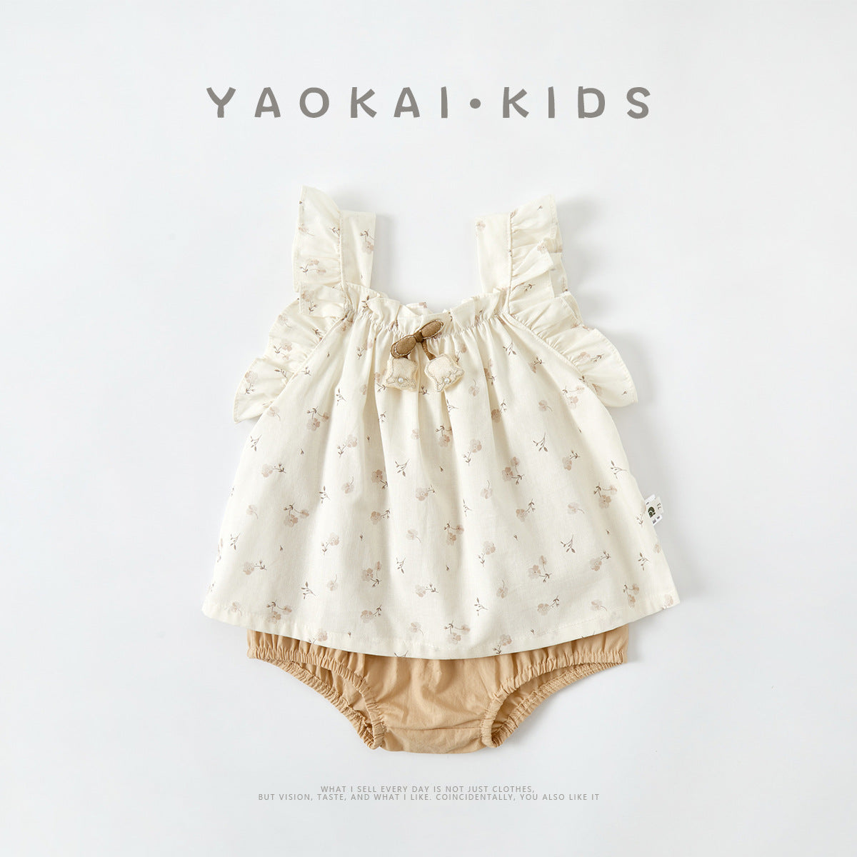 Ensemble deux pièces à motifs floraux pour filles, tenue d'été légère, style décontracté et tendance