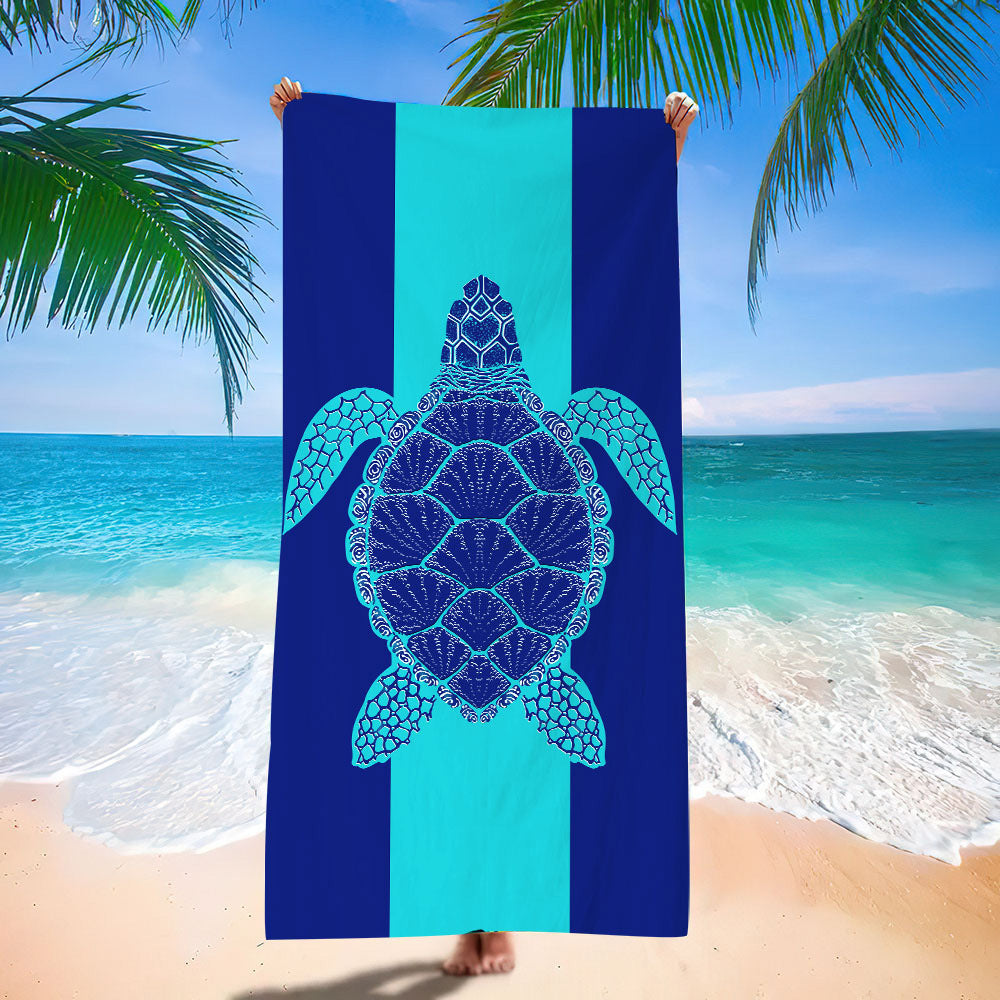 Serviette de plage en microfibre ultra-fine à motif de tortue marine – Serviette de bain double face à séchage rapide – Tapis de plage anti-sable