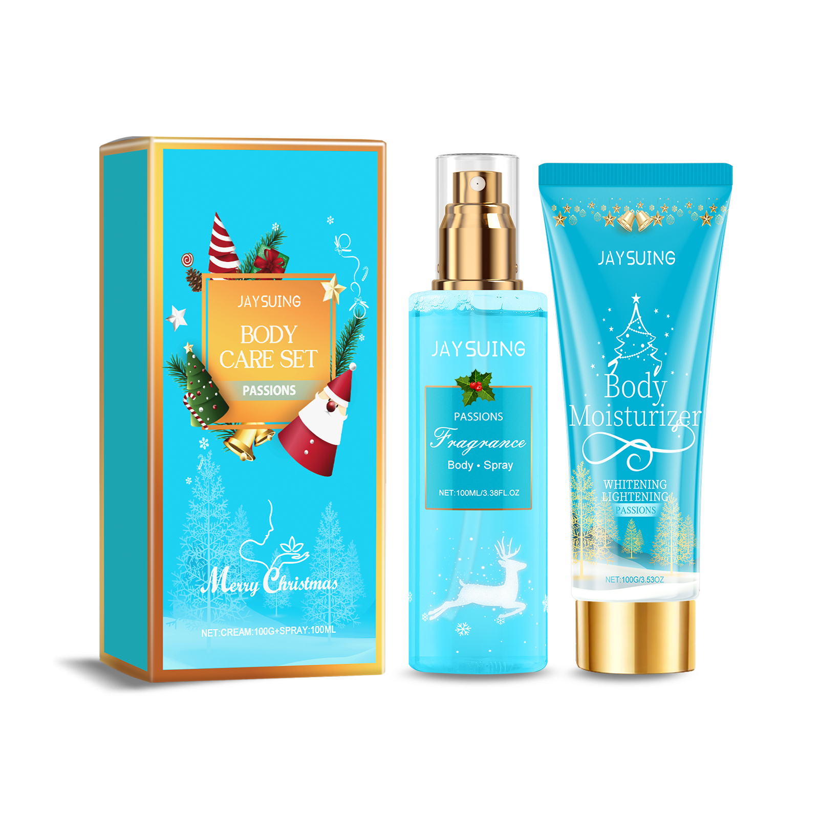 25,52 USD - Coffret de soins corporels parfumés, déodorant en spray et lait corporel pour un parfum de fête qui dure.