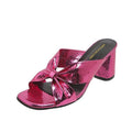 Women's Snake-Embossed Cross-Strap High-Heel Slippers