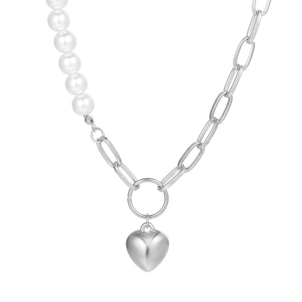 18.51 USD - Heart-shaped Pearl Choker Necklace, Necklace for Women